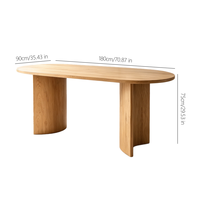 Table à manger ovale convertible moderne et écologique avec pieds interchangeables en panneaux courbes, placage bois grainé MDF