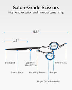 Tijeras Profesionales para Cortar el Cabello de Salón, Hoja Recta, Punta Roma, Tijeras de Peluquero para Diestros, Hechas de Acero Inoxidable - Product Image 2