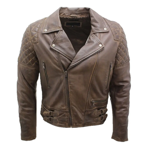 Veste de motard classique en cuir gris bleu personnalisée pour hommes Veste en cuir classique brodée d'hiver pour hommes et femmes - Product Image 2