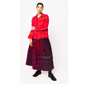 FOLKLORE 144 - Falda Cruzada de Seda Suave con Estampado Bandhani, Color Rosa Intenso, Corta, de Mezclilla, Tejido de Chifón, para el Trabajo - Product Image 5