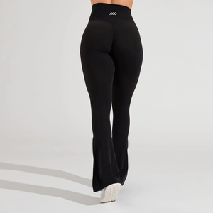 2024 vêtements de sport personnalisés taille haute pantalons de Yoga croisé pleine longueur Flare entraînement Gym Leggings pour femmes personnalisé femmes leggings - Product Image 5