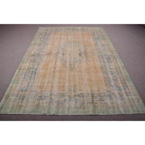 พรมตุรกีขนาด 6.3x8.9 ฟุต, พรมขนสัตว์วินเทจสีน้ำเงินสไตล์โมร็อกโก - Product Image 1