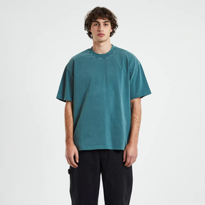 T-shirt surdimensionné 100% coton pour hommes épaule tombante avec conception imprimée personnalisée coupe ample Baggy Streetwear longs t-shirts tricotés - Product Image 1