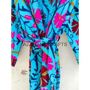 <b>Women</b> <b>Pajamas</b> Sleepwear Special Gift Classic Elegant Suzani Hand Embroidered Winter Boho Crewel Blue Red Screen Printing <b>Summer</b> - Product Image 4