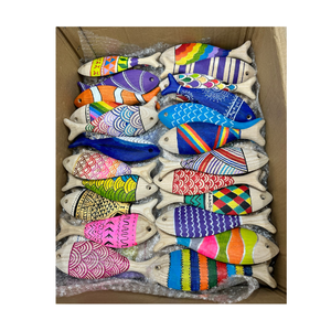 Decoración de pared de peces de madera de colores, adornos de arte de pared para el hogar, decoración colgante de peces de madera, tema de playa, decoración de madera para el hogar - Product Image 1