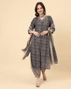 Proveedor Mayorista de Conjuntos de Kurti de Algodón Puro Estampado con Pantalón, Ropa Cómoda de Verano para Mujer, Exportación Global de Alta Calidad - Product Image 6