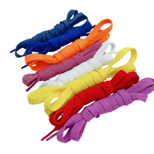 Cordones de poliéster blancos planos de 8mm para zapatillas de deporte TW - Product Image 1