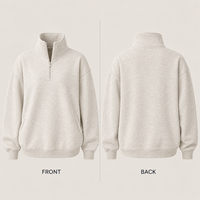 Sweat-shirt à col zippé 1/4 personnalisé avec logo pour femme, coupe décontractée, épaules tombantes, en mélange de coton, style athleisure, OEM