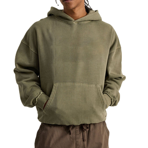 Sweat-shirts à capuche pour hommes de haute qualité, respirants, effet délavé, impression personnalisée, 100% coton, molleton bouclette, logo, automne, à capuche, poches surdimensionnées - Product Image 1