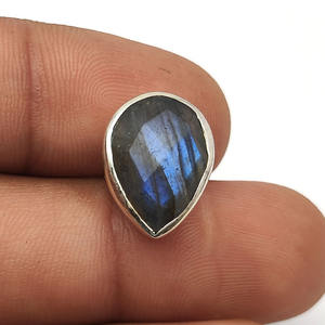 925 Sterling Silver Natural Labradorite 15x11mm Pear Bezel Stud Earring 4.28 Gms Designer Handmade Gemstone Silver Stud Earrings - Product Image 6