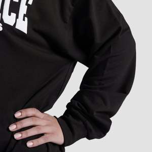 Sweat-shirt noir oversize de haute qualité, respirant, en maille de soie, avec lettres brodées et motif 3D, coupe courte à capuche, taille XS, léger pour l'hiver - Product Image 6