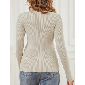 เสื้อสเวตเตอร์คอกลมแขนยาวระบายอากาศเข้ารูปแบบคลาสสิกคอกลมผ้าฝ้ายนุ่มพิเศษโลโก้ด้านหน้าสไตล์ฤดูหนาวลำลอง - Product Image 4