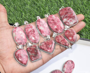 Lot en gros de pendentifs ethniques en argent sterling 925 faits à la main en thulite naturelle pour cadeau de fête d'anniversaires de fiançailles - Product Image 1