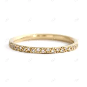 Yüksek kalite toptan yüzük geometrik desen tasarım yuvarlak kesim doğal elmas Band sonsuzluk düğün Band sıcak satış yüzükler