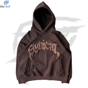 Vêtements de rue d'hiver en laine unie sur mesure du fabricant, surdimensionnés, cordes à sauter, laine/nylon, impression en mousse, col à capuche - Product Image 2