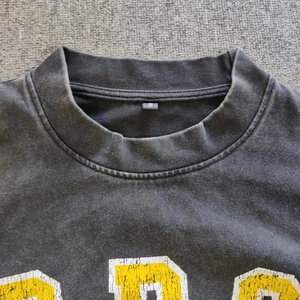 T-shirt personnalisé double couche deux pièces streetwear pour hommes gris délavé à l'acide surdimensionné épaule tombante manches longues tricoté 100% coton - Product Image 5