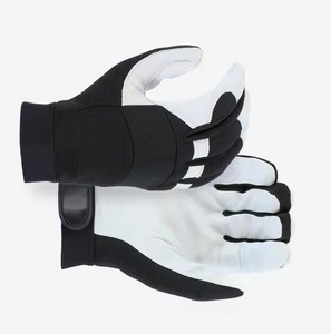 Gants de mécanicien avec logo personnalisé en cuir noir 100% avec paume double rembourrée renforcée de PVC - Product Image 6