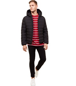 Men's Fashion Puffer <b>Jacket</b> with <b>Padded</b> Hood Custom Logo Cow Skin Plus Size Zipper Closure <b>Waterproof</b> Breathable Winter <b>Jacket</b> - Product Image 1