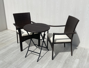 Ensemble de 3 meubles de jardin en rotin de haute qualité, modernes et haut de gamme, avec coussins KD, structure en acier résistant aux intempéries, pour balcon, terrasse, extérieur - Product Image 6
