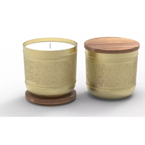 Chaud fantaisie moderne en bois couvercle en acier inoxydable fantaisie porte-cire pour la maison et la décoration de mariage bougeoir pour la décoration de la maison - Product Image 1