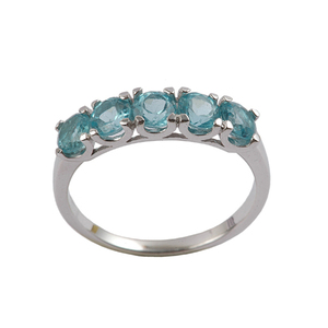 Anillo de piedra de Topacio Azul de eternidad de Plata de Ley 925 de lujo para joyería de regalo de mujer - Product Image 1