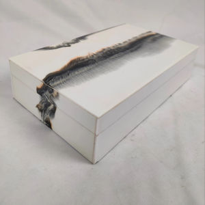 <b>White</b> Resin Floral Design Mother of Pearl Inlaid Jewelry Box <b>With</b> <b>Lid</b> handmade wooden <b>boxes</b> wholesale resin inlay box sale - Product Image 1