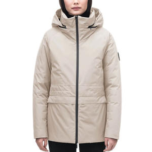 Vente en gros de parka courte à capuche Litho tricotée personnalisée pour femmes veste d'hiver matelassée en duvet de bulle chapeau détachable en tissu respirant - Product Image 1