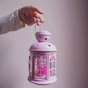 Linternas de vela de metal y vidrio de alta venta en varios colores para el hogar Ramadán Iluminación Decoración Linternas de velas - Product Image 3