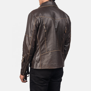Chaqueta de Motociclista para Hombre CLASSIC INVENTORS, de Cuero Genuino, Impermeable, Transpirable, Cortavientos, para Invierno, Estilo Urbano, Cuello Alto, Cierre de Cremallera, Color Negro - Product Image 3