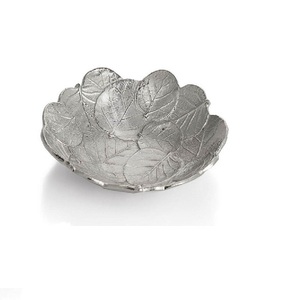 Silver Metal Designing Food and Soup Bowl Stylish <b>Table</b> Ware Large Luxury Design Aluminium Bowls Round Leaf Decoration Bowls - Product Image 1