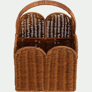 Caddy d'ustensiles en rotin tissé à la main artisanal avec poignée pour style de table panier d'ustensiles en rotin fabriqué à la main moderne - Product Image 3