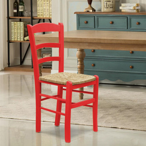 Sedie in legno massello in 2 paglierino rosso 43x42x86 cm per uso cucina casa o ristorante - Product Image 3