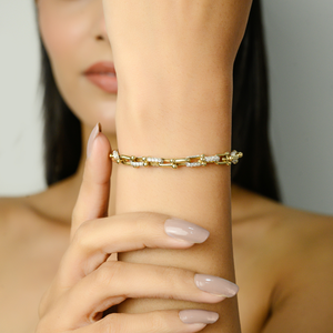 Luxurious Statement 100% Natural Diamond <b>Horseshoe</b> Link Bracelet Trending Bridal Sparkling Jewelry Pure 14K Yellow Gold - Product Image 6