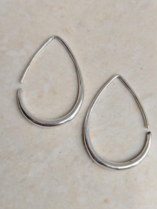 ต่างหูทรงหยดน้ำแบบมินิมอล ทำด้วยมือจากทองเหลืองสไตล์วินเทจ ของขวัญสำหรับผู้หญิง เครื่องประดับ |   เงินสีทองขัดเงา น้ำหนักเบา - Product Image 2