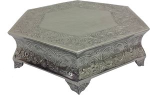 แท่นวางเค้กดีไซน์โลหะแบบทันสมัยสำหรับบ้านที่ตั้งเค้กรูปทรงหกเหลี่ยมสีเงินเค้กสมัยใหม่ของขวัญแต่งงานวันเกิดและงานฝีมือ - Product Image 2