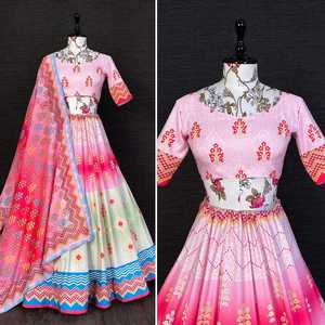 Высококачественная Дизайнерская одежда для свадьбы и вечеринки, <span class=keywords><strong>Vaishali</strong></span> шелковая одежда с принтом Lehenga Choli для женщин, Модный производитель из Индии - Product Image 4