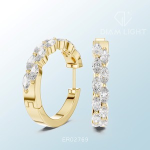 ต่างหูทรงมาควิสแบบคลัสเตอร์สุดคลาสสิก เครื่องประดับหรูหราสำหรับงานแต่งงาน งานเลี้ยง แฟชั่น ใส่ได้ทุกวัน และสำหรับการส่งออก - Product Image 6