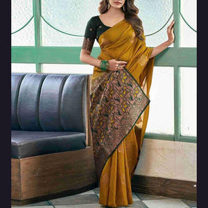 Créez votre propre sari avec une bordure traditionnelle élégante et un corps doux, idéal pour les rassemblements religieux et les événements à domicile, sari pour femmes - Product Image 1