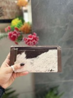 Casing ponsel genggam dompet kulit ukir desainer baru dompet kulit sapi bergaya dompet warna Pirus untuk wanita