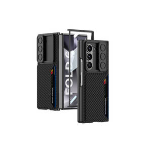 Premium Carbon Fiber Texture Case for Samsung for Galaxy Z Fold 6 Anti-Fingerprint Hard Cover with <b>Card</b> <b>Holder</b> Camera Protection - Product Image 1