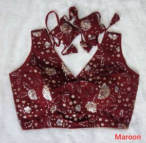 Meilleure qualité de Collection ethnique 2022 vêtements de fête pur Faux tissu séquence travail prêt à l'emploi Blouses pour dames vêtements avec sari - Product Image 4