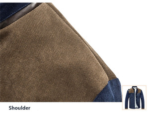 เสื้อแจ็คเก็ตบอมเบอร์ผู้ชาย ผ้าแคนวาส คอตั้ง ทรงเข้ารูป สไตล์ลำลอง แบบเบสบอล - Product Image 4