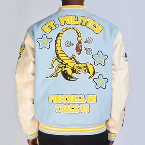 Veste universitaire en cuir d'hiver de haute qualité avec logo brodé personnalisé pour hommes Veste de baseball universitaire Veste universitaire - Product Image 6