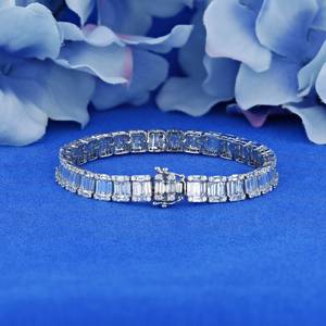 High Quality 14k Solid White Gold Genuine Natural 10.75ct <b>Diamond</b> Emerald Cut and Baguette Tennis <b>Bracelet</b> VS Quality Drop Ship - Product Image 5