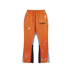 Pantalones de hombre lavados nuevo logotipo personalizado acampanados estilo hombres pantalones Vintage hombres casuales acampanados cordón Splash pantalones 100% algodón - Product Image 5