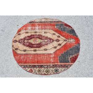 Alfombra de lana Vintage rojo Beige 4,3x4,3 pies estilo Kilim alfombras rectangulares de área grande turca látex 10mm abstracto para uso en pasillo - Product Image 4