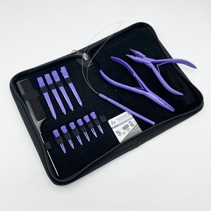 Kit d'outils d'extension de cheveux en acier inoxydable violet clair I Tip Hair Extension Plier Beads Opener Plier Metal hair Sectioning Clips Sustainable - Product Image 2