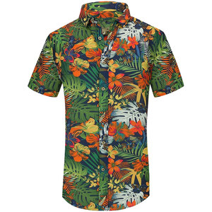Hot Sale Anti-Wrinkle Flannel Short-Sleeved <b>Hawaiian</b> Printed <b>Men's</b> <b>Shirts</b> Spring Beach Wear Polyester/Cotton - Product Image 1