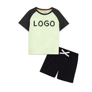 Premium Quality Custom Logo Kids T-Shirt Shorts Set Solid Pattern Two-Piece Suit for 9 Years Old <b>Children</b> Minimum Order 2pcs - Product Image 5