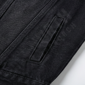 Veste en jean en coton taille XL pour homme Trous déchirés Boutons Poches Hip Hop Casual Automne Streetwear Teint Style Hip Hop Vêtement d'extérieur - Product Image 5